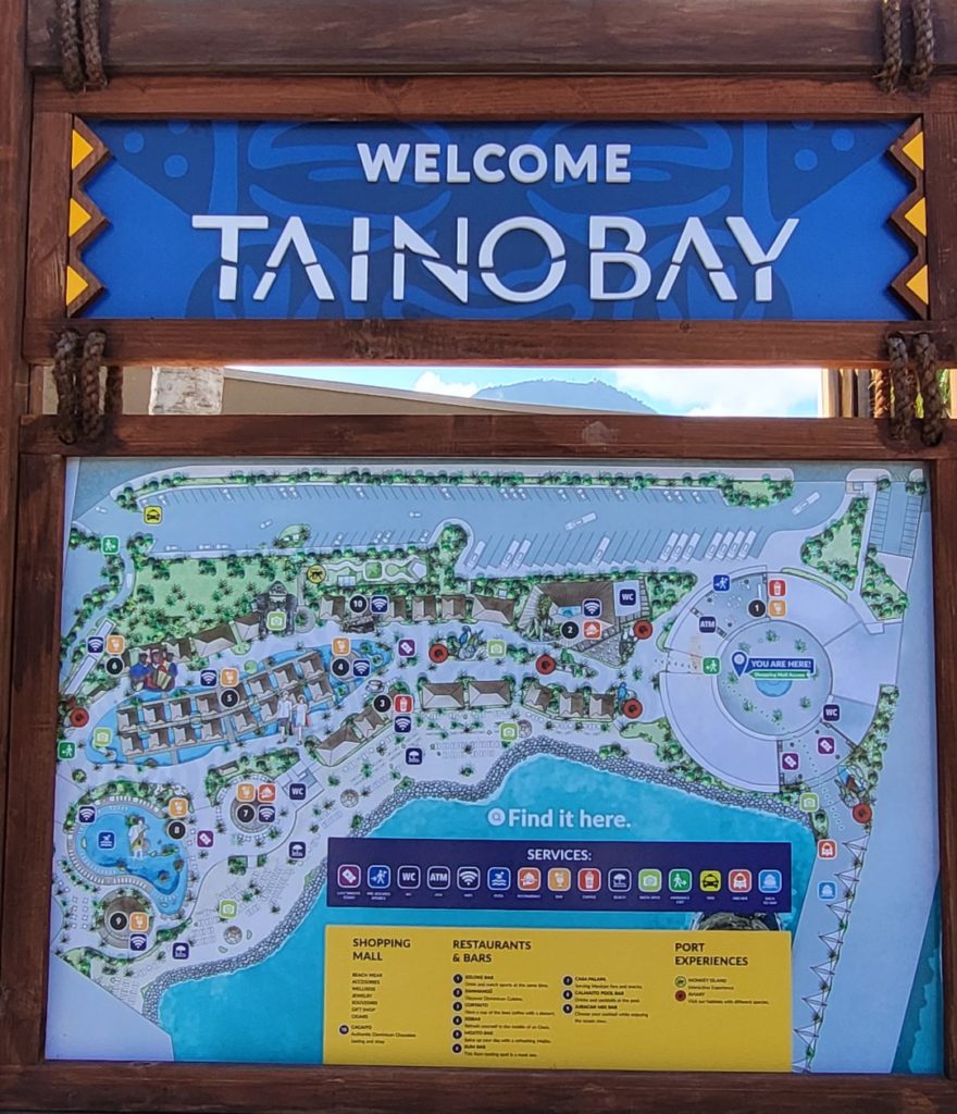 A map of Taino Bay cruise port in Puerto Plata, Dominican Republic.